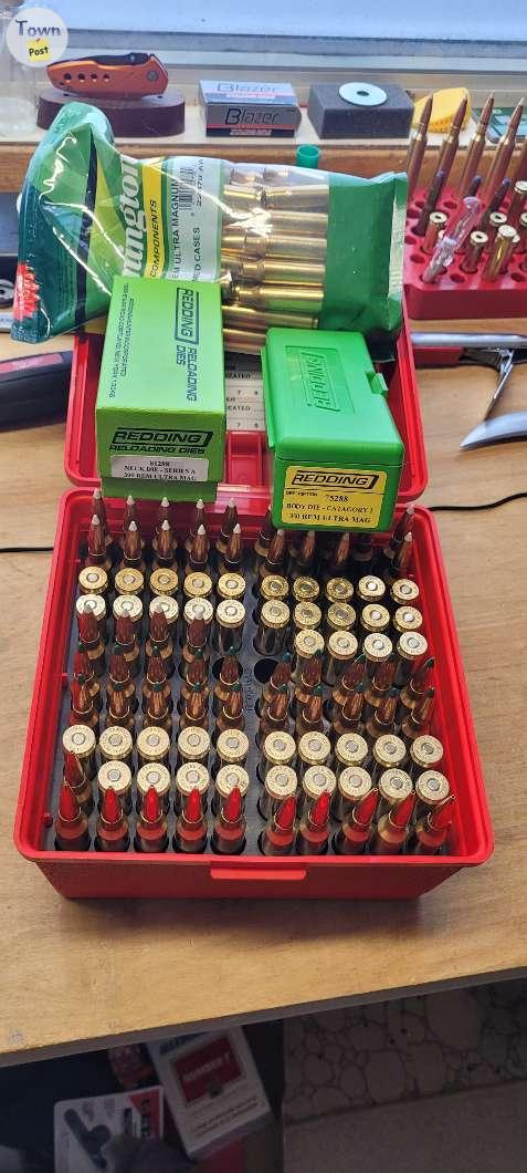 Photo of 300 Remington Ultra Mag load package Brass and Dies