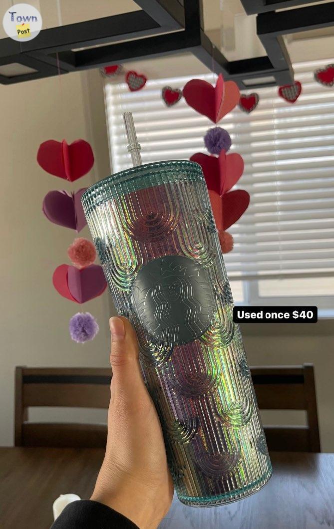 Photo of One time used rainbow detailed Starbucks cup