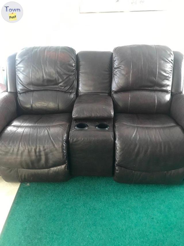 Photo of Lazy Boy electric reclining leather couch