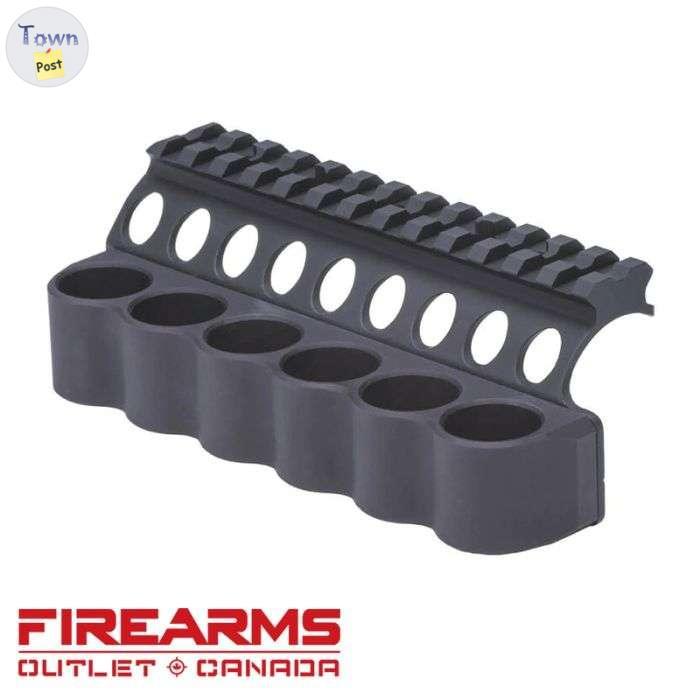 Photo of Mesa Mesa Tactical Aluminum SureShell Carrier w/ Rail - Benelli M4, 6-Shell