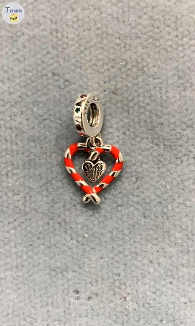 Photo of PANDORA DOUBLE CANDY CANE HEART CHRISTMAS DANGLE CHARM - 2