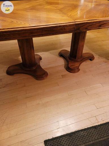 Photo of Oak table. 6 chairs and corner hutch .  - 2