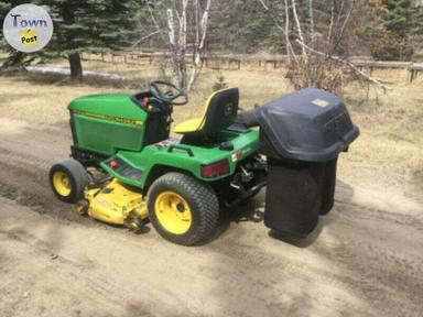 Photo of John Deere 48 inch 3 blade PTO driven mower deck & John Deere POWER FLOW rear bagger - 1