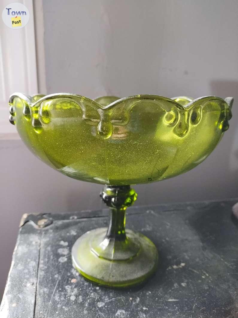 Photo of Vintage Indiana glass pedestal bowl 