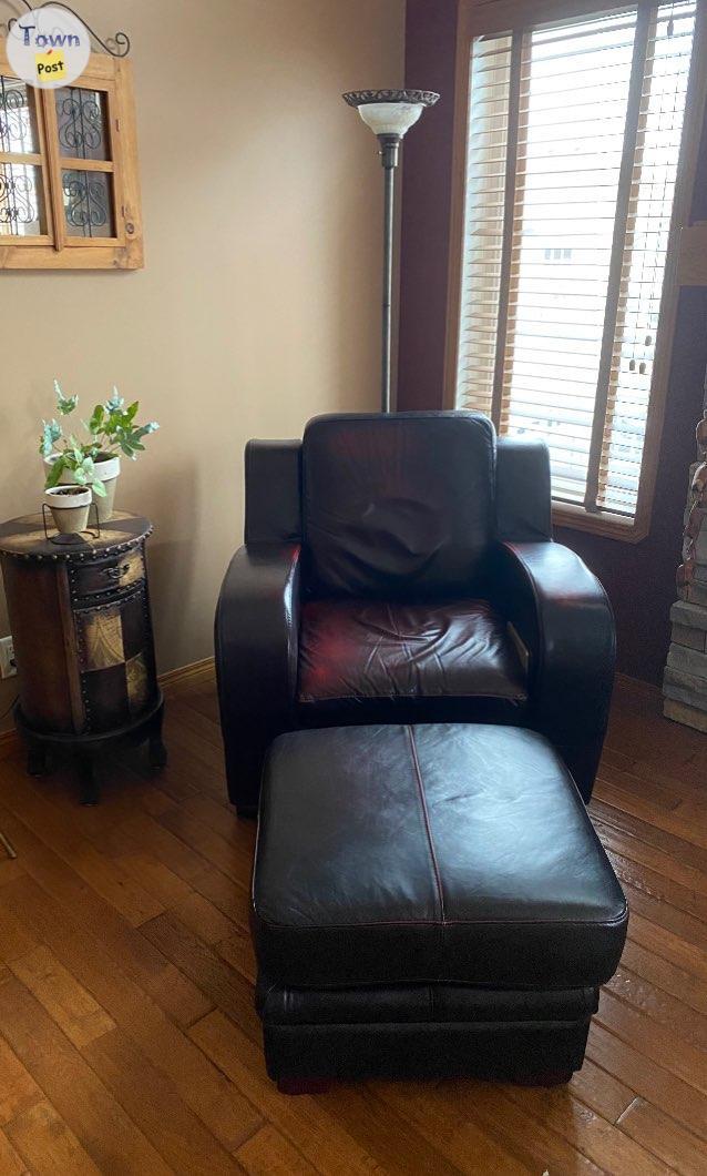 Photo of Genuine Leather Loveseat,Chair and Otyoman