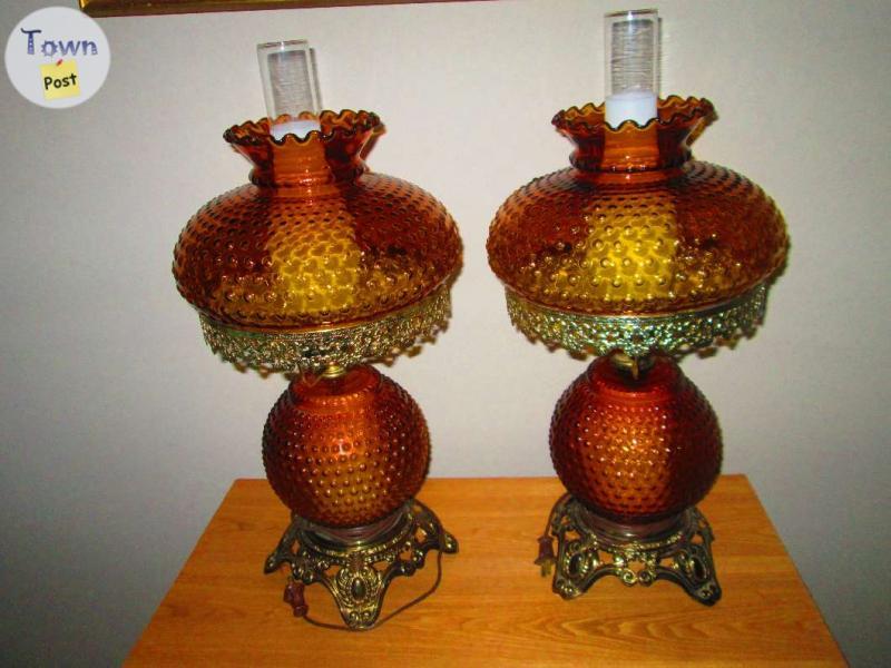 Photo of @ Vintage Amber Glass Lamps