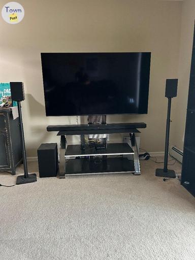 Photo of LG 65” Smart TV, LG Soundbar Surround System, Pedestal TV Stand - 1