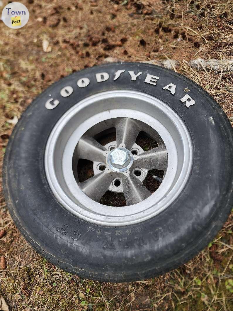 Photo of Original 1970s et true magnesium wheel with period Original Goodyear street strip tire