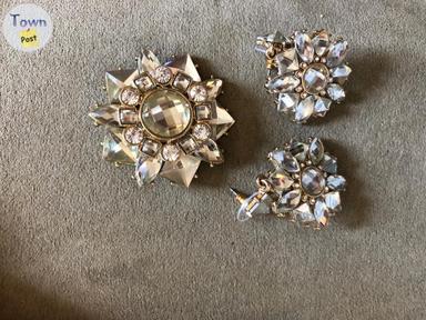 Photo of Pretty pin and pierced earrings set - 1