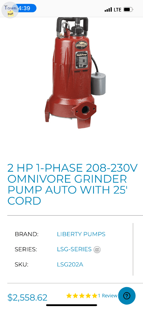 Photo of Liberty 2HP Grinder Sewer Pump