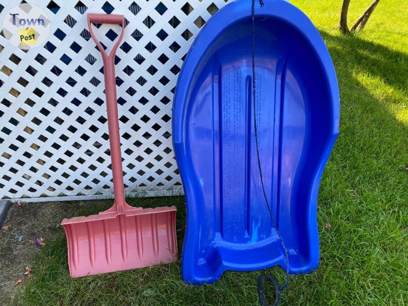 Photo of Kids Sled and sturdy vintage snow shovel