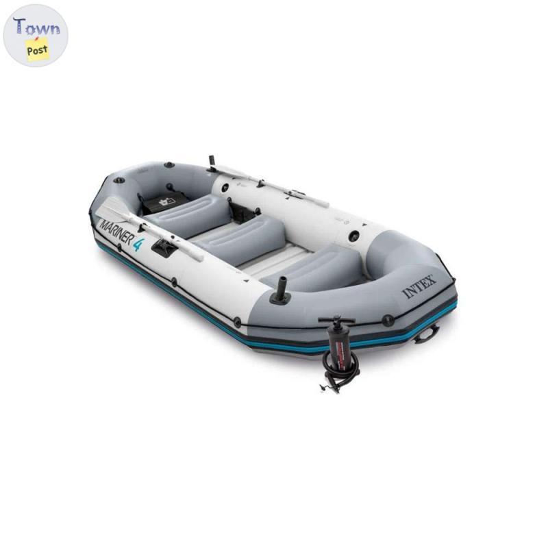 Photo of Intex Mariner 4, 4-person inflatable boat, camping cot, camping chair