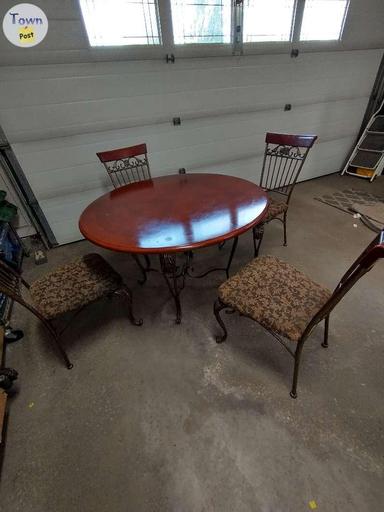 Photo of 47 inch Solid Cherrywood and Wrought Iron Kitchen Table - 2