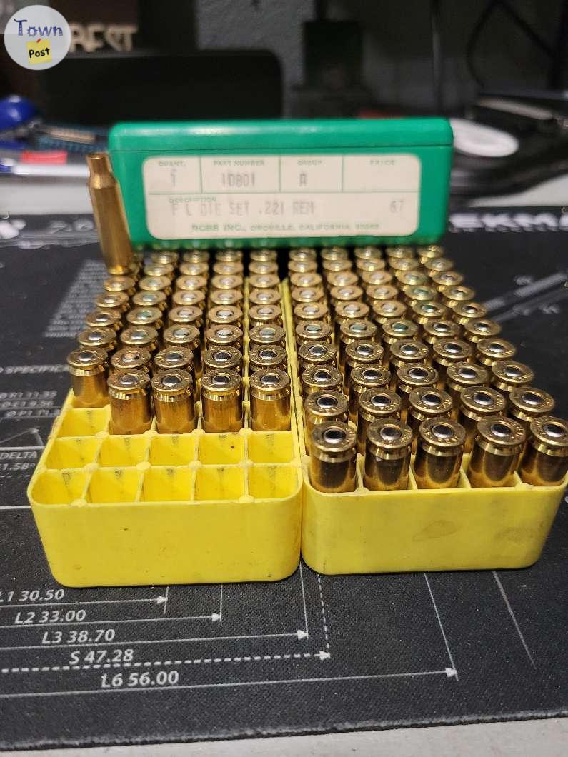 Photo of New .221 rem fireball primed brass and new old stock .221 die