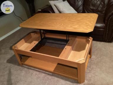 Photo of Oak coffee table. TV stand  decorative vase and sticks - 1