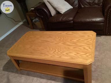 Photo of Oak coffee table. TV stand  decorative vase and sticks - 2