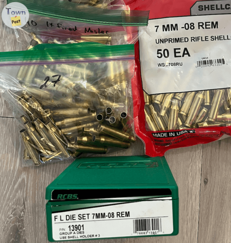 Photo of 7mm-08 Brass and dies (140 total)