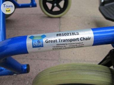 Photo of INVACARE BLUE "GREAT BIG WHEEL" TRANSPORT WHEELCHAIR FOR SALE - 2