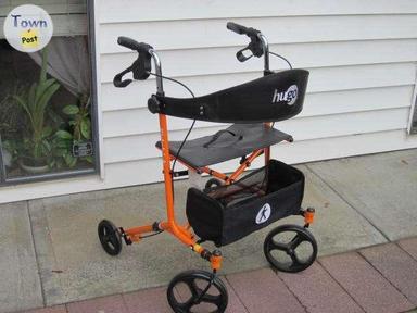 Photo of IMMACULATE ORANGE HUGO SIDEKICK ROLLATOR WALKER FOR SALE - 2