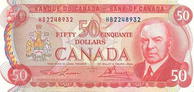 Photo of 1975 Canadian $50.00 Bank Note - 1