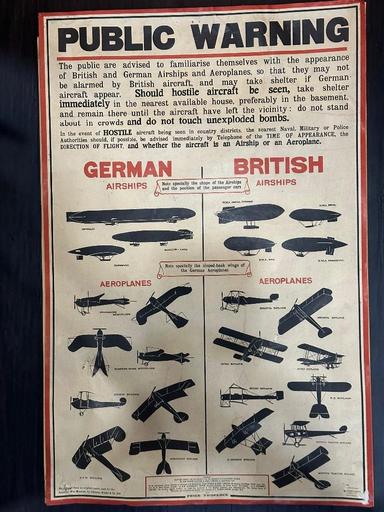 Photo of WW1 Aircraft public warning poster - 2