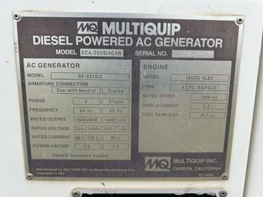 Photo of MultiQuip Whisperwatt 25Kva Diesel Generator Trailer (NO DEF FLUID) - 2