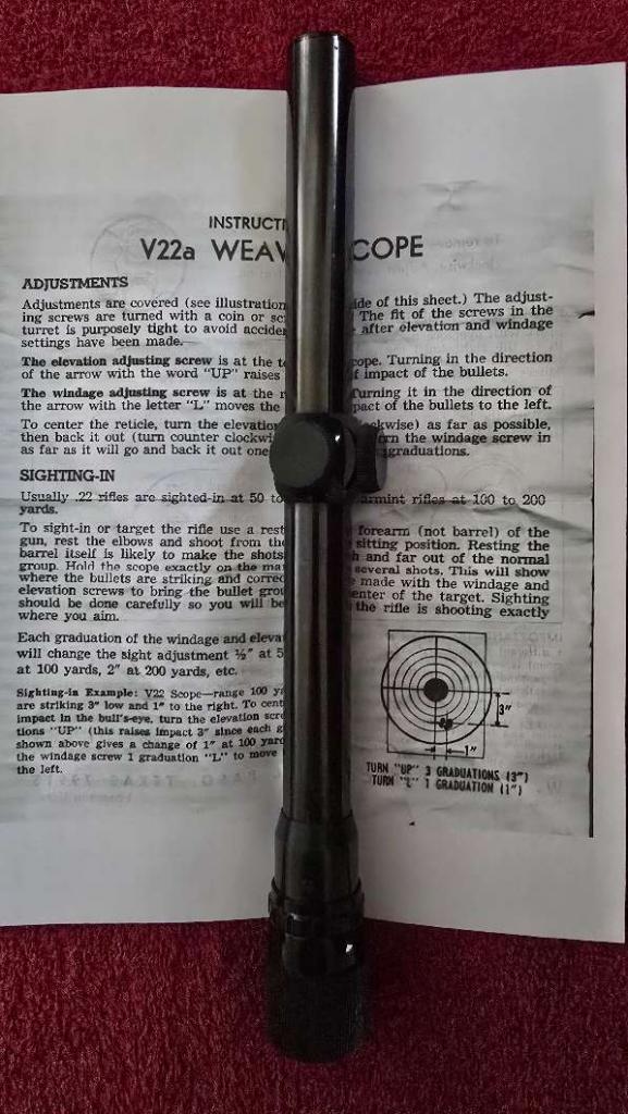 Photo of WEAVER USA V22-A 3-6X VINTAGE RIFLE SCOPE