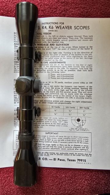 Photo of WEAVER USA K4-W WIDEFIELD VINTAGE RIFLE SCOPE