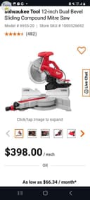 Photo of Milwaukee Tool 12-inch Dual Bevel Sliding Compound Mitre Saw