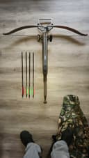 Photo of Excalibur Vixen brown crossbow w/ 4 bolts camo carry bag and cock assist
