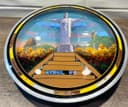 Photo of Large 9" Vintage Brazil Morpho Butterfly Wing Art Aluminum Dish - Rio Christ