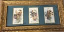 Photo of Vtg 1998 Kathryn Reith Blake SIGNED Pressed Wildflower Art Triptych - Gold Frame