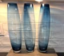 Photo of RARE SET of 3 XL 16" Bo Borgström for Åseda Torpedo Vases - Blue Swedish Art Glass
