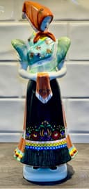 Photo of Pristine Hollóházi Hungary Porcelain Figurine - Matyó Woman Folk Dress 12" - Hand Painted