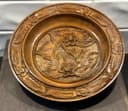 Photo of Vintage Hutsul Ukrainian Hand-Carved Wood Plate – Floral Relief Folk Art – 8.25