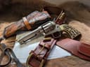Photo of ANTIQUE (no PAL) Hollywood Film .41 Colt 1873 SAA Revolver from Stembridge Gun Rentals made 1883 Single Action Army Peacemaker w. .41 MAG/.44 Cylinder