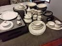 Photo of Royal Albert Memory Lane, 8 settings, coffeepot 8 mugs, teapot, serving pieces, with 5 containers.