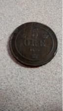 Photo of Antique 1875 5 Ore Copper Coin Oscar II Sweden $10