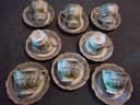 Photo of 8 Royal Albert Silver Birch teacup and saucers, $70 for all.