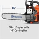 Photo of New Husqvarna 130 Chainsaw, 16", Gasoline, 2.0 HP/38 CC