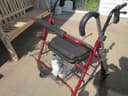 Photo of " EXTRA WIDE " RED SUNBURST ROLLATOR WALKER WITH CANE FOR SALE