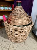 Photo of Antique 27" tall Demijohn Carboy Glass Bottle in Wickerwork carrier
