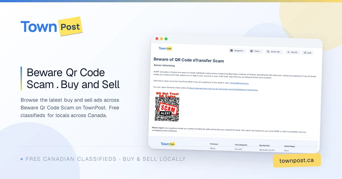 Beware Qr Code Scam . Buy and Sell · TownPost